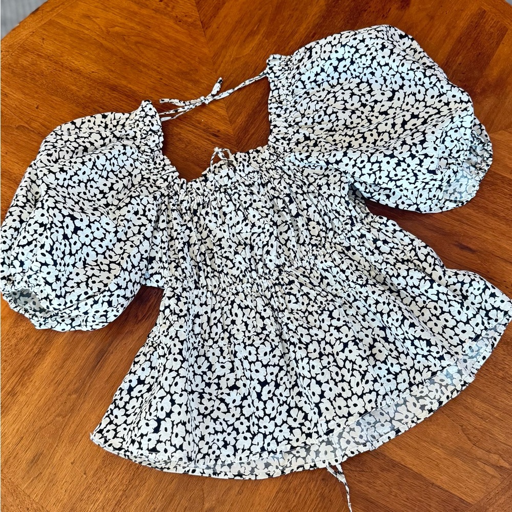 Ralph Lauren Black and White Puff Sleeve Sundress